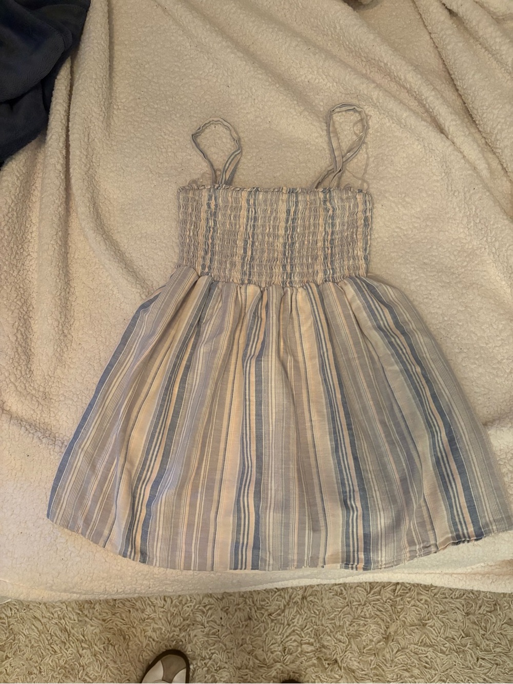 American Eagle Outfitters Blue and Cream Striped Sundress